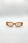 Oval Metal Detail Sunglasses In Orange