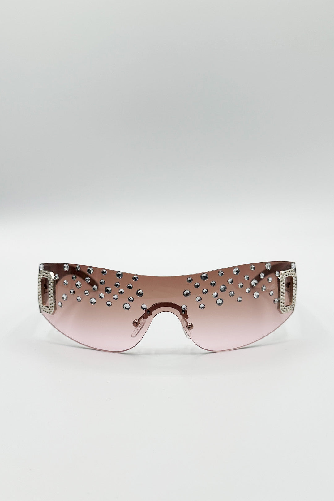 Racer Diamante Sunglasses In Pink