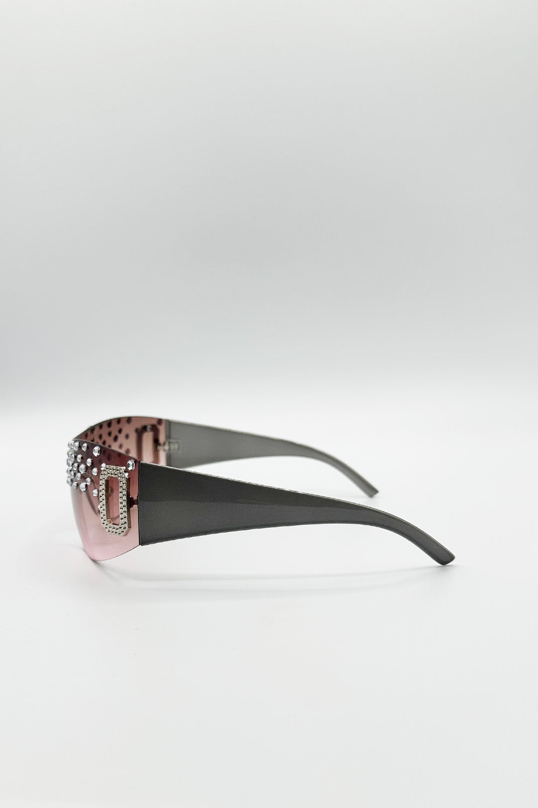 Racer Diamante Sunglasses In Pink
