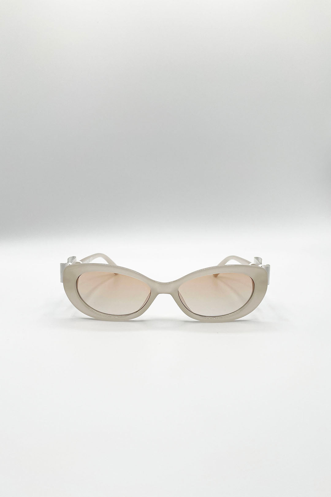 Bow Side Detail Sunglasses In Nude - Removeable Bow