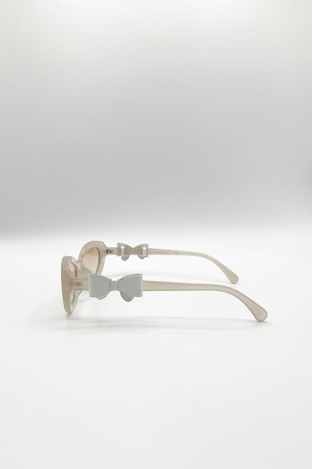 Bow Side Detail Sunglasses In Nude - Removeable Bow