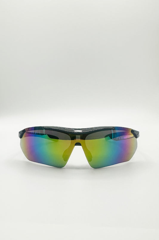 Outdoor Sports Racer Sunglasses In Black Multi