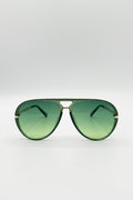 Bold Aviator Metal Arm Sunglasses In Green In Green