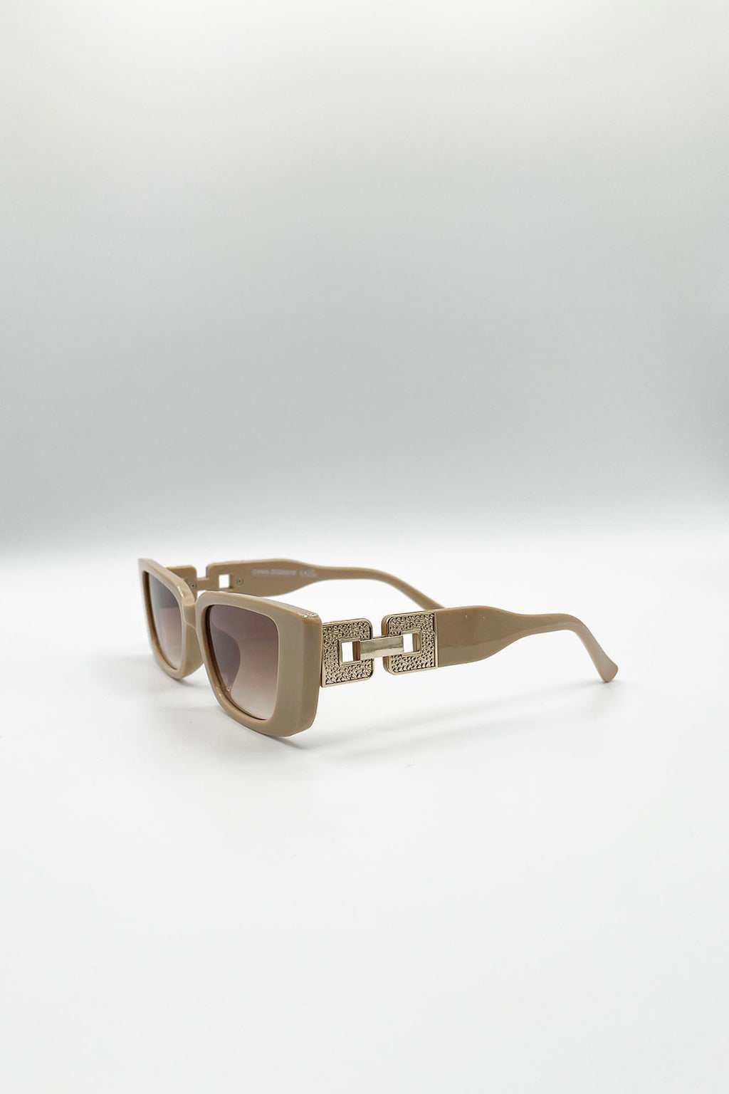 Rectangle Cateye Side Detail Sunglasses In Khaki