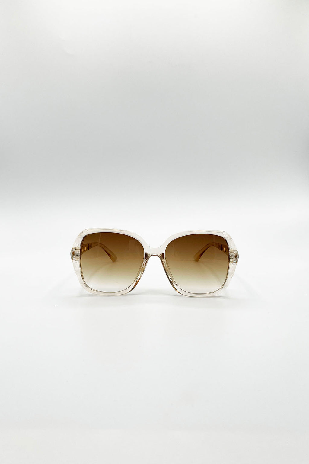 Round Square Side Detail Sunglasses In Champagne