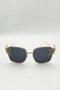 Square Shape_Oversized Diamante Detail Sunglasses In Black