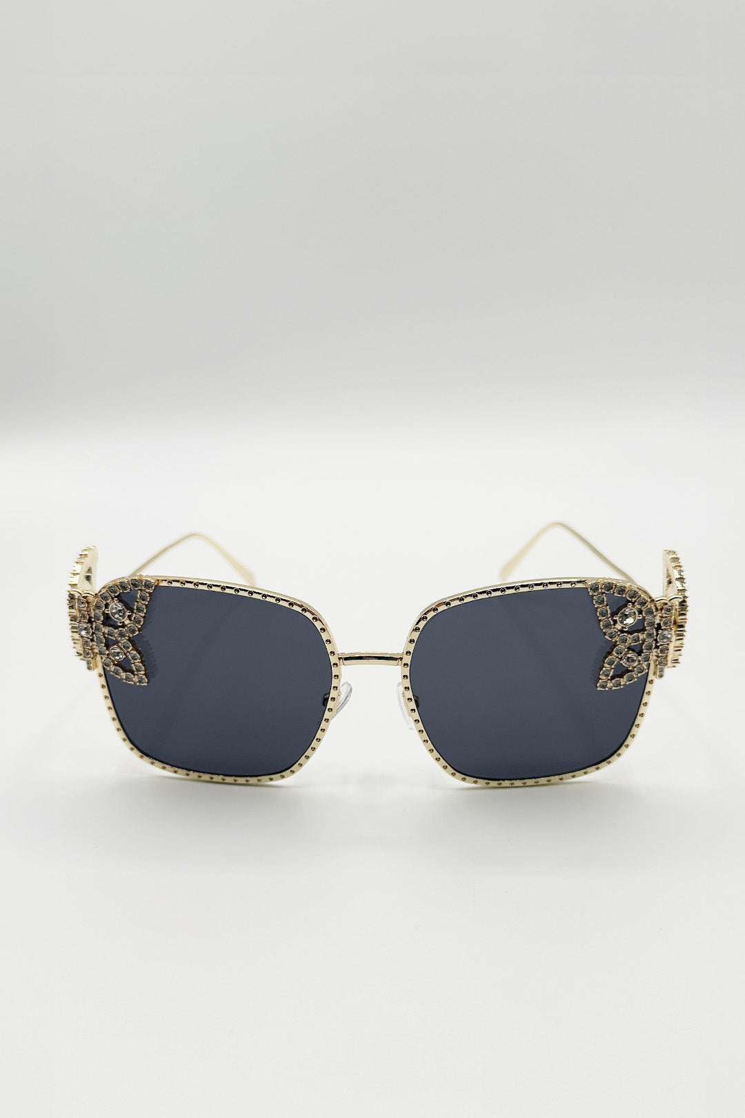 Square Shape_Oversized Diamante Detail Sunglasses In Black