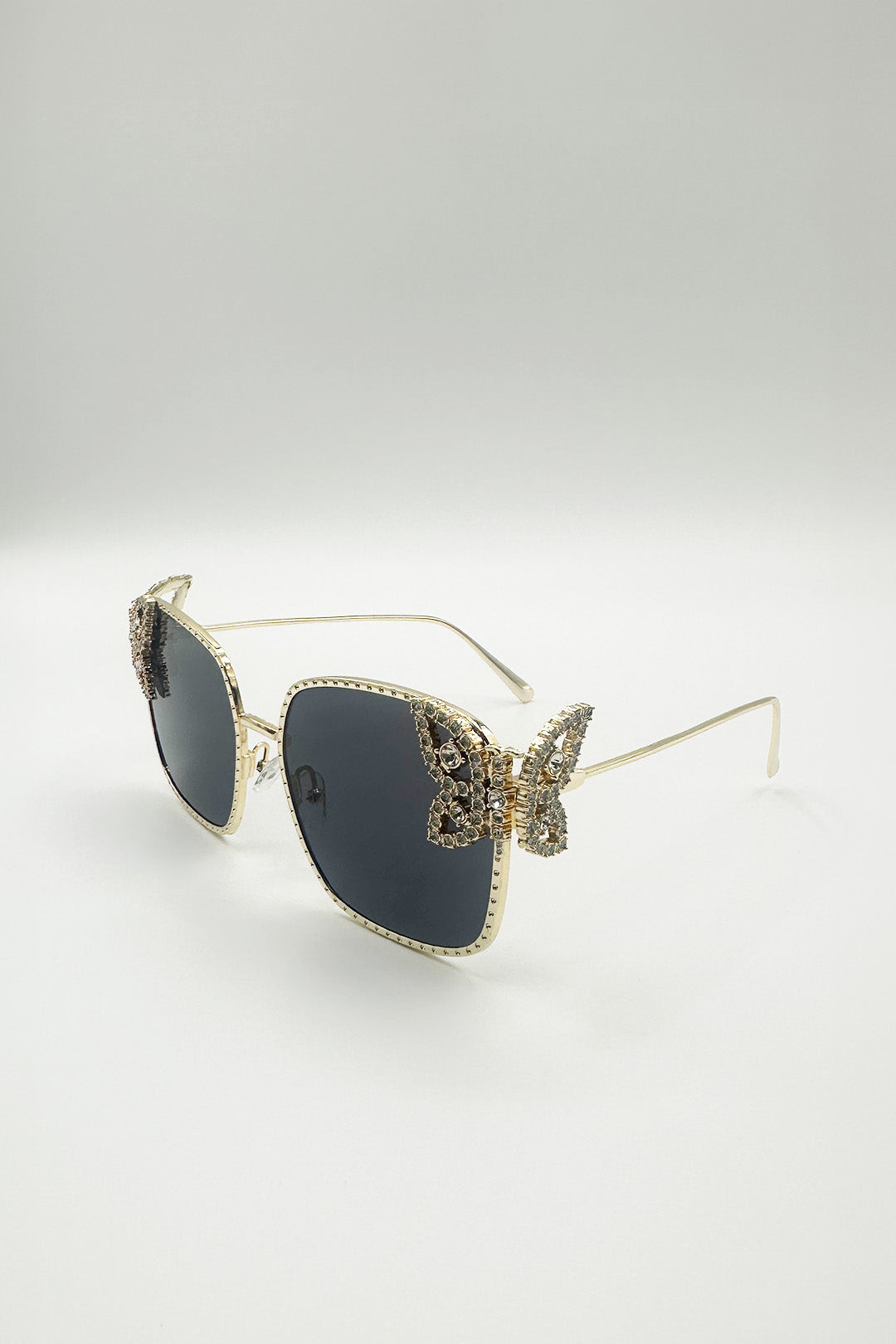 Square Shape_Oversized Diamante Detail Sunglasses In Black