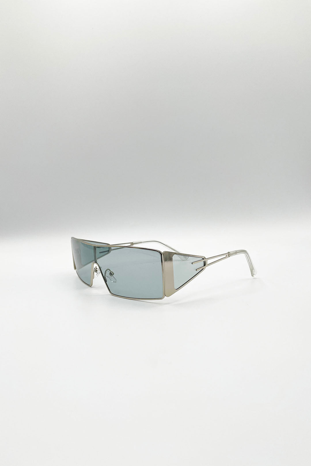 Wraparound Flattop Metal Sunglasses In Black