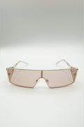 Retangle Flattop Metal Sunglasses In Brown