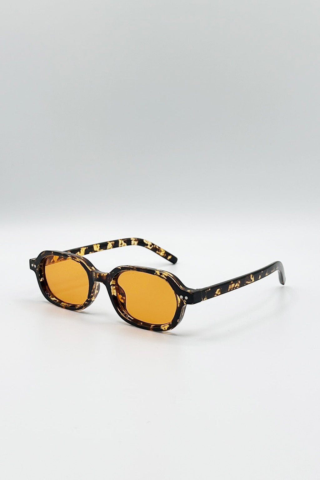 Retro Rounded Square Sunglasses In Tortoiseshell Orange
