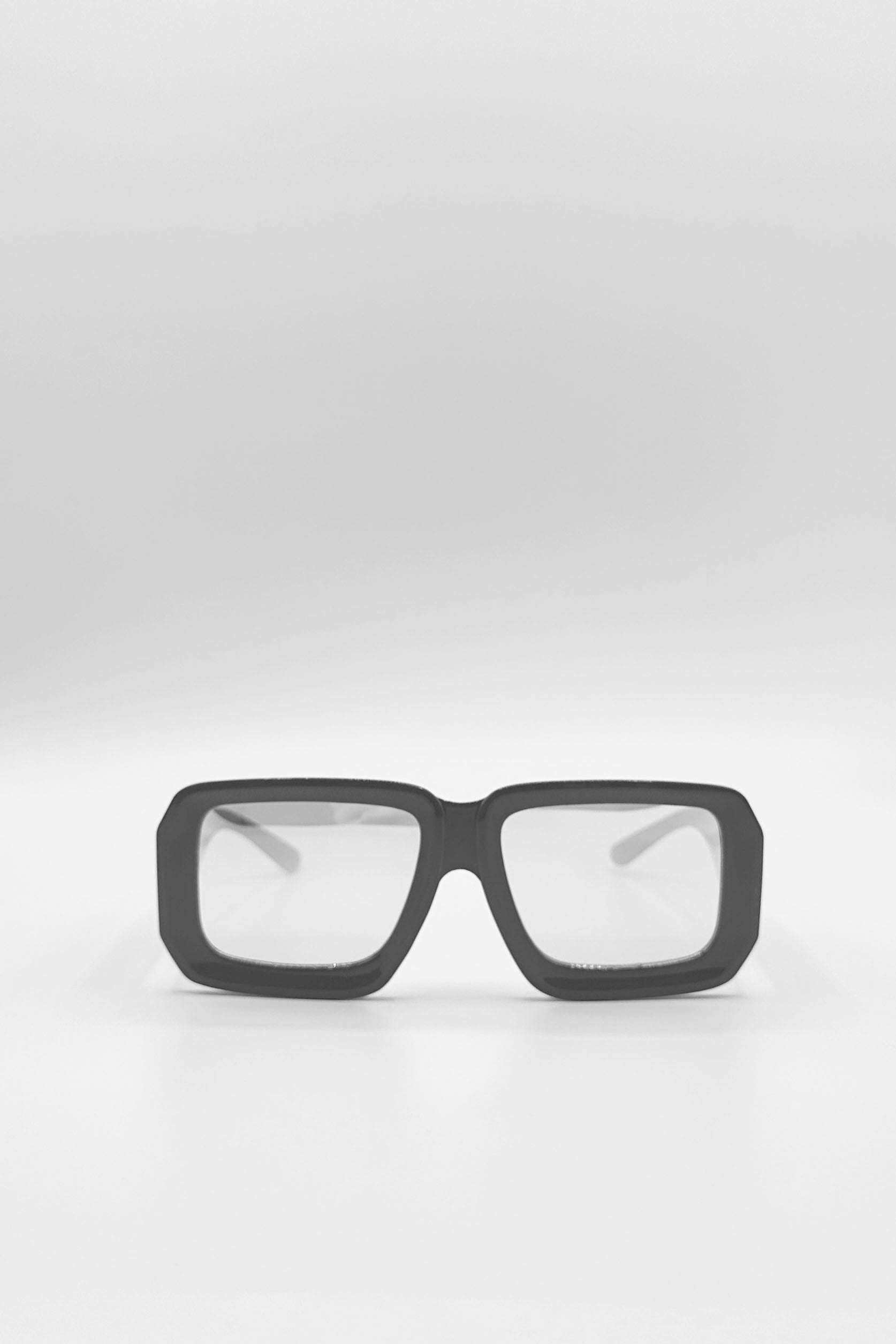 Oversized Square Frame Sunglasses In Mud Grey with Pink Mirror Lenses