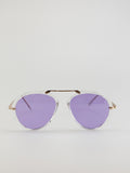 Clear Frame  Aviator Sunglasses with Purple Lenses