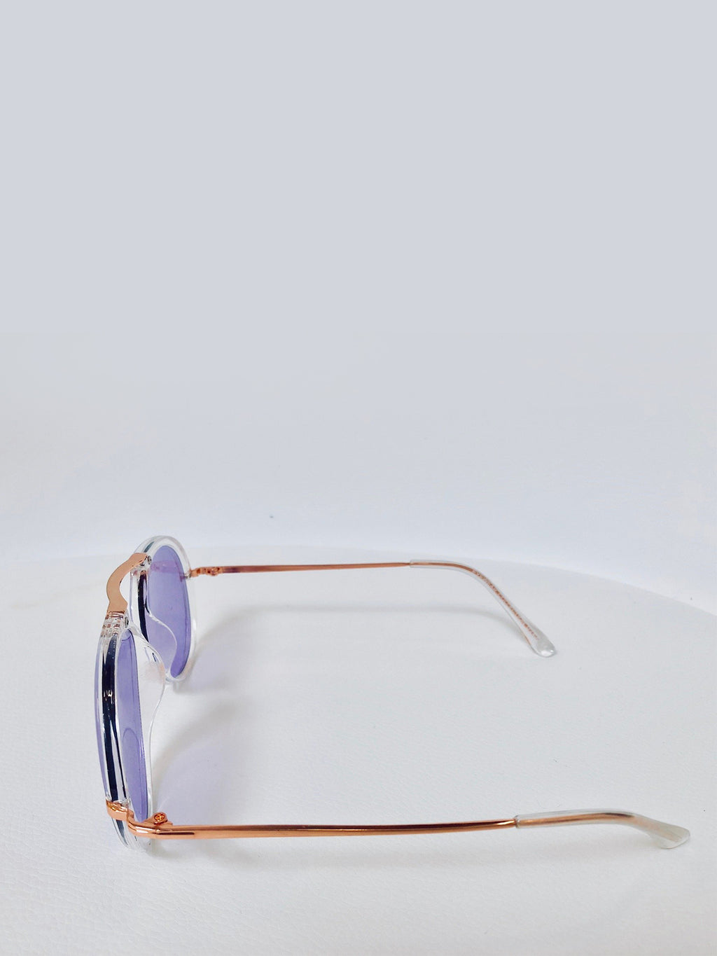 Clear Frame  Aviator Sunglasses with Purple Lenses