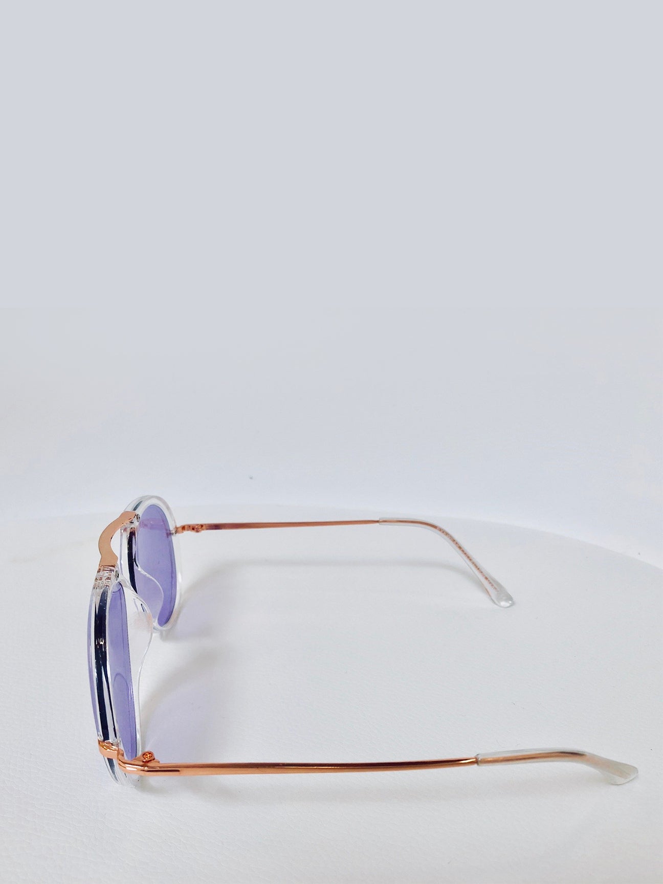 Clear Frame  Aviator Sunglasses with Purple Lenses