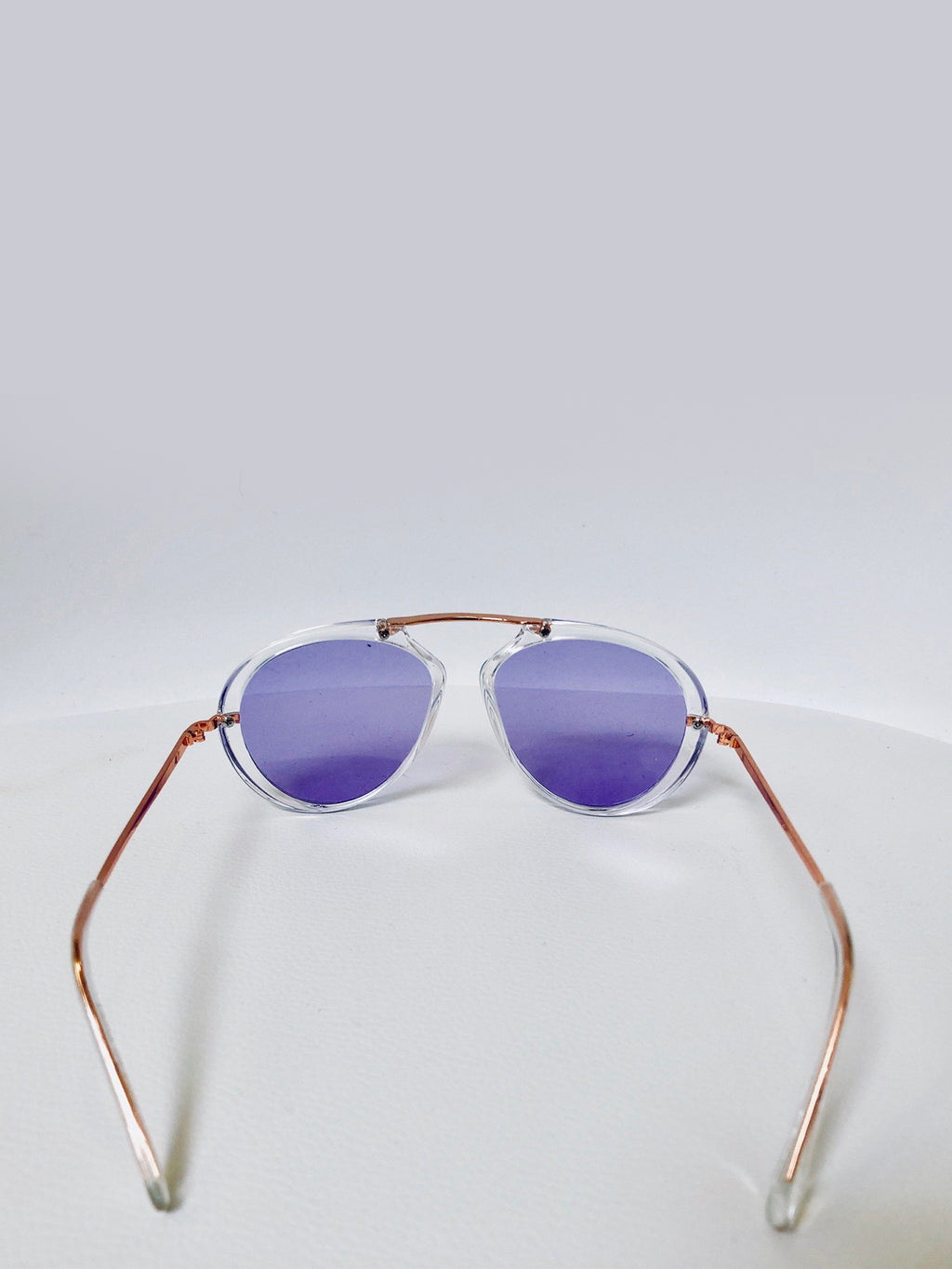 Clear Frame  Aviator Sunglasses with Purple Lenses