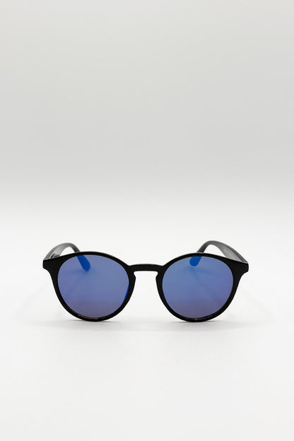 Classic Preppy Plastic Frame Sunglasses with Blue Lense