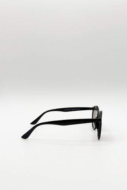 Classic Preppy Plastic Frame Sunglasses with Blue Lense