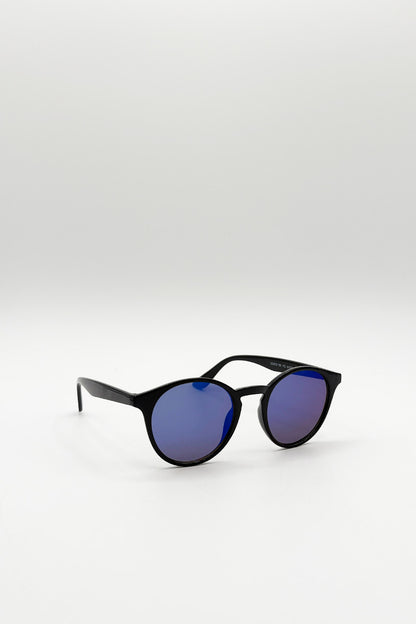 Classic Preppy Plastic Frame Sunglasses with Blue Lense