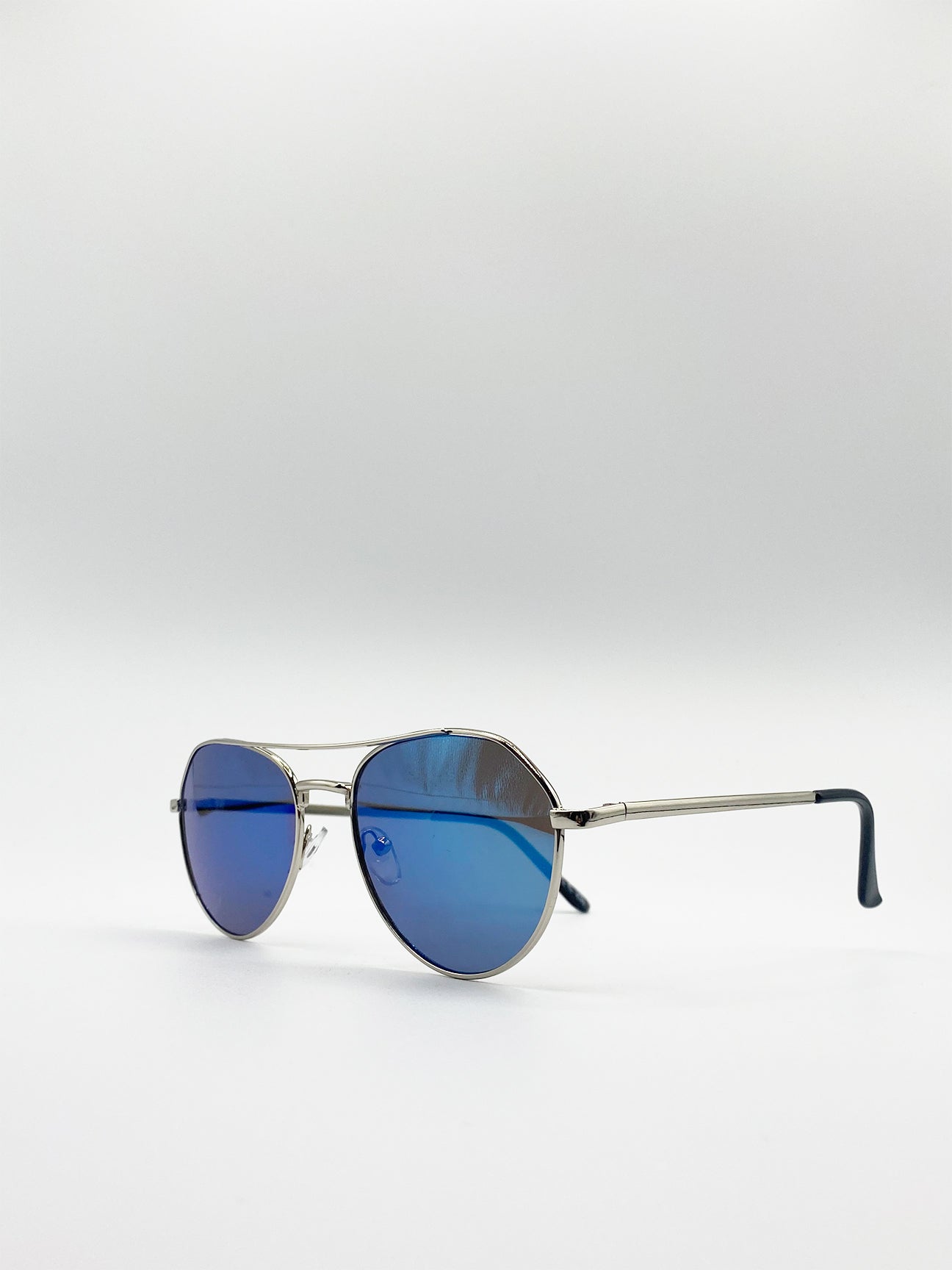 Aviator Sunglasses In Gold Blue Mirror