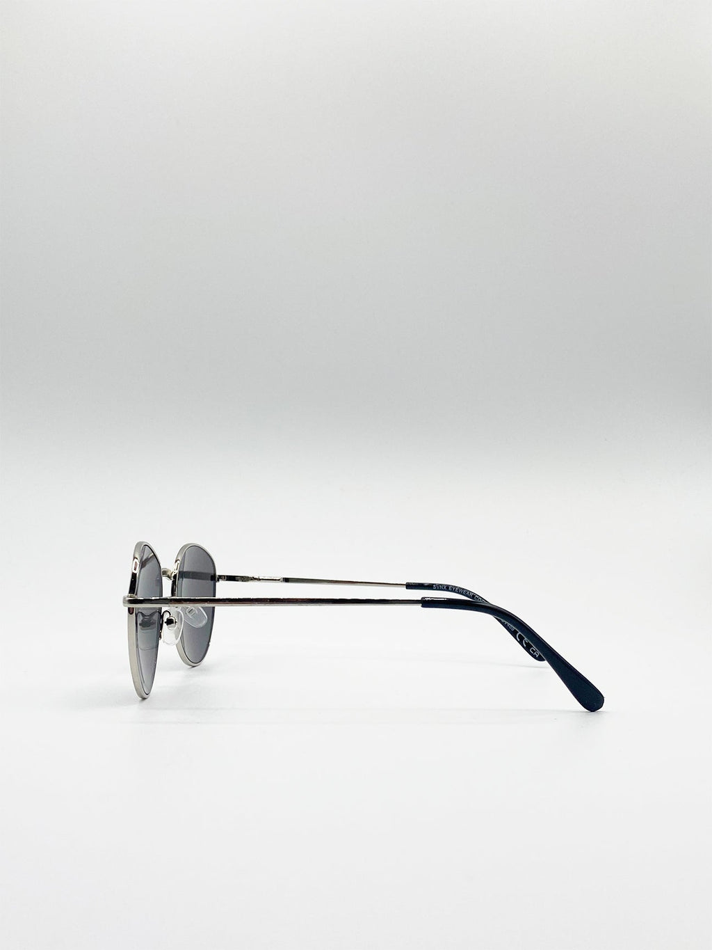 Classic Round Sunglasses In Silver Mirror