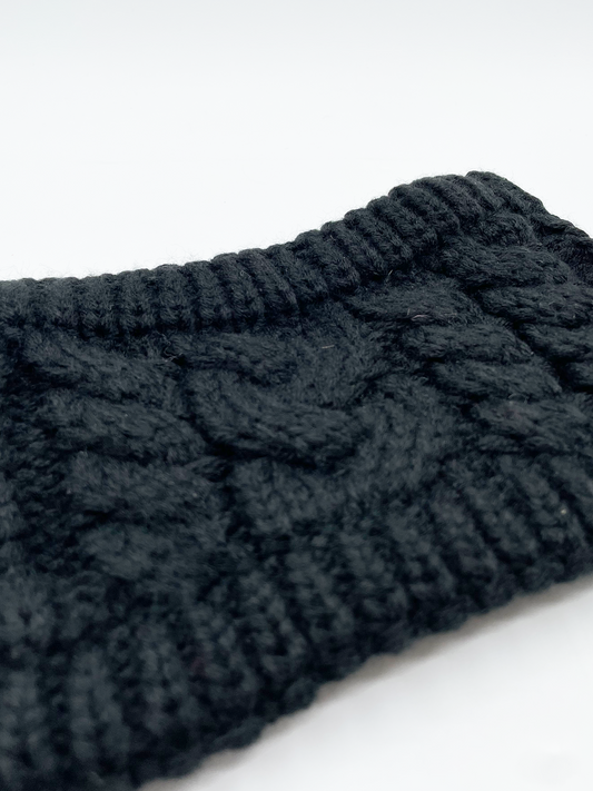 Black Cable Knitted Headband