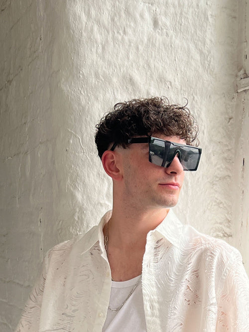 Black Shape_Oversized Flat Top Square Frame Sunglasses
