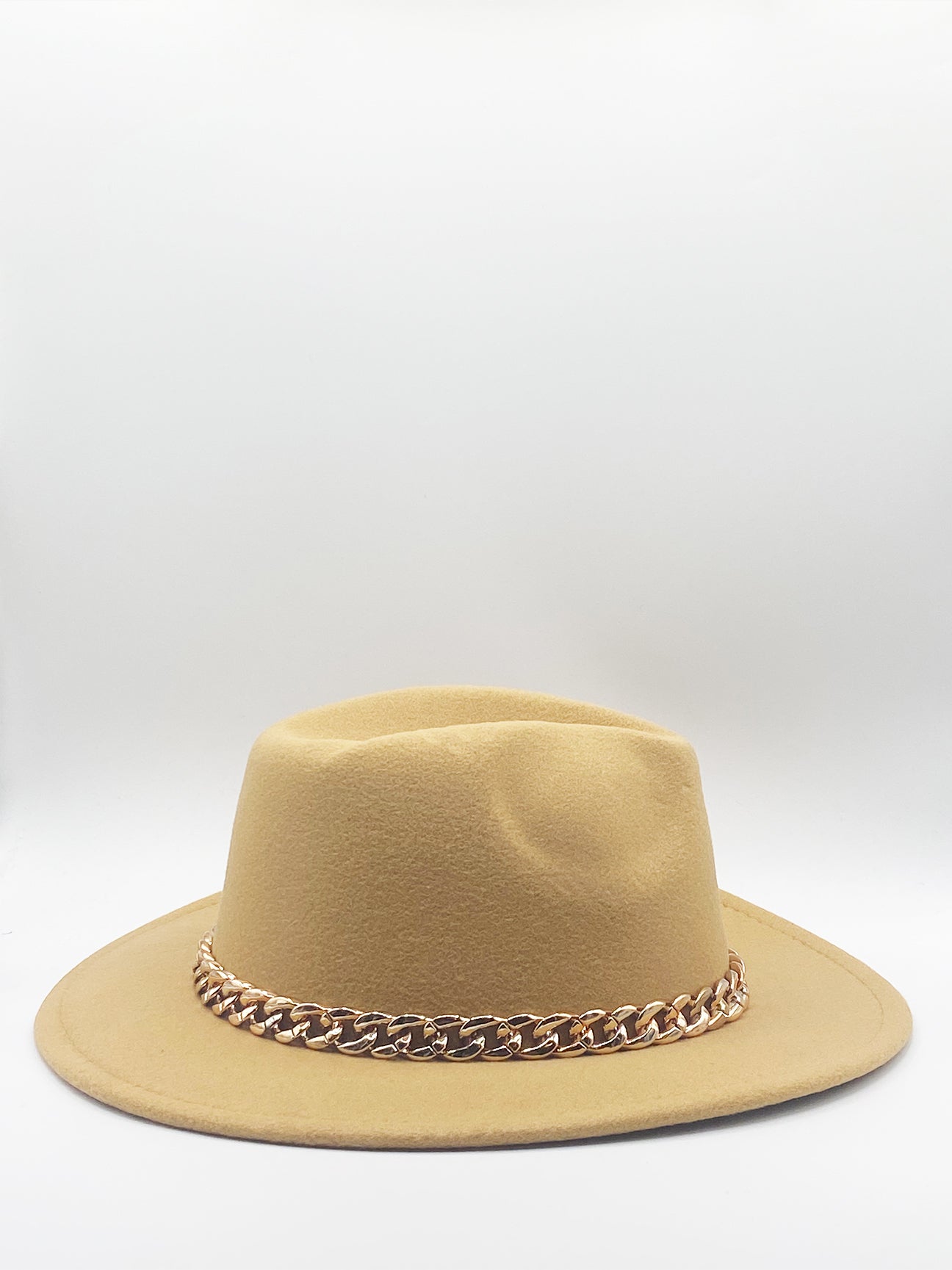 Tan Trilby Hat With Chain Band