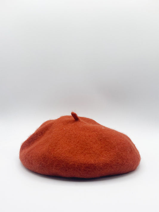 Plain Beret in Burnt Orange