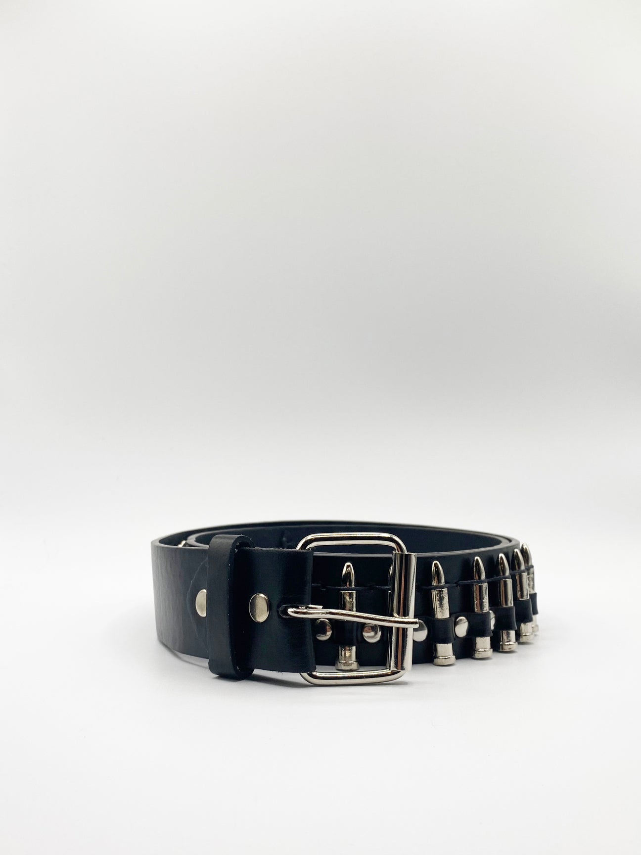 Black Bullet Belt with Metal Bullets