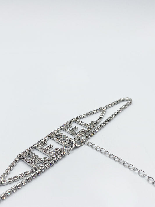 Silver Rhinestone 'Rebel'' Diamonte Choker