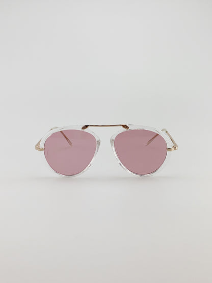 Gold Frame 2 Pack Aviator Style Sunglasses with Bridge