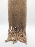 Knitted Scarf With Long Tassels in Beige