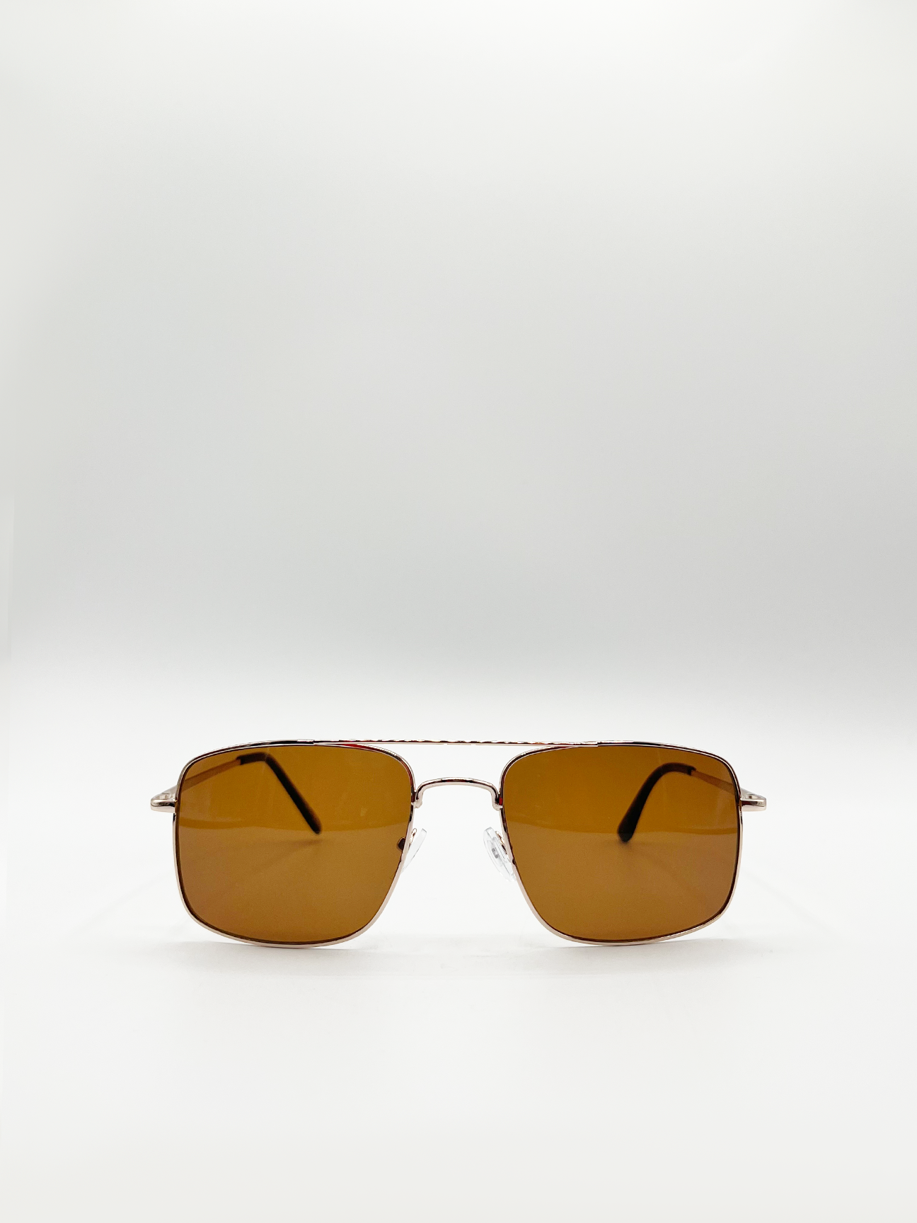 Metal Frame Square Aviator Sunglasses In Gold