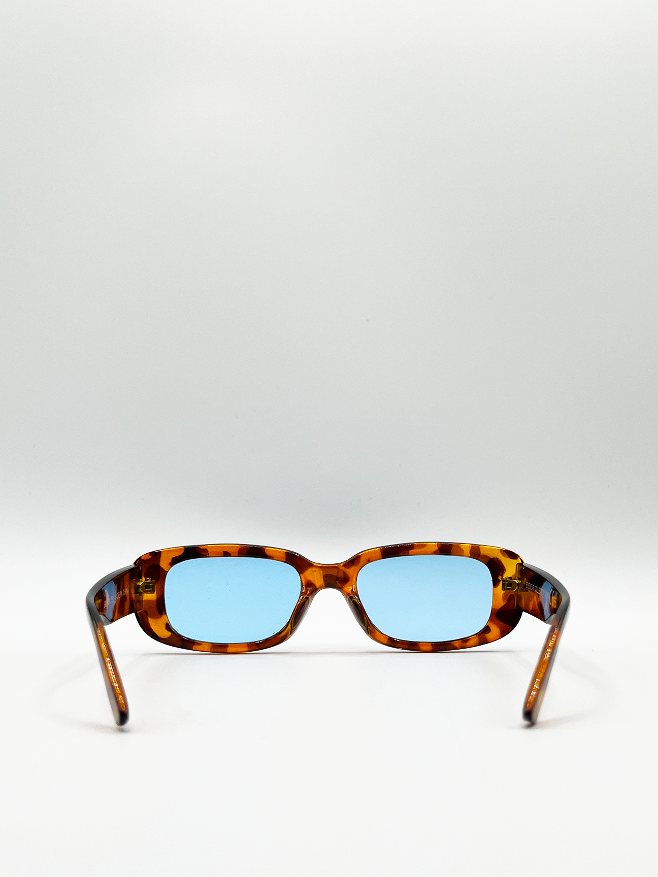 Tortoiseshell Rectangle Sunglasses with Blue Lenses