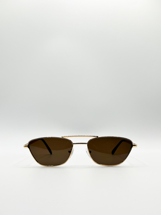 Aviator Style Sunglasses with Brown Lenses