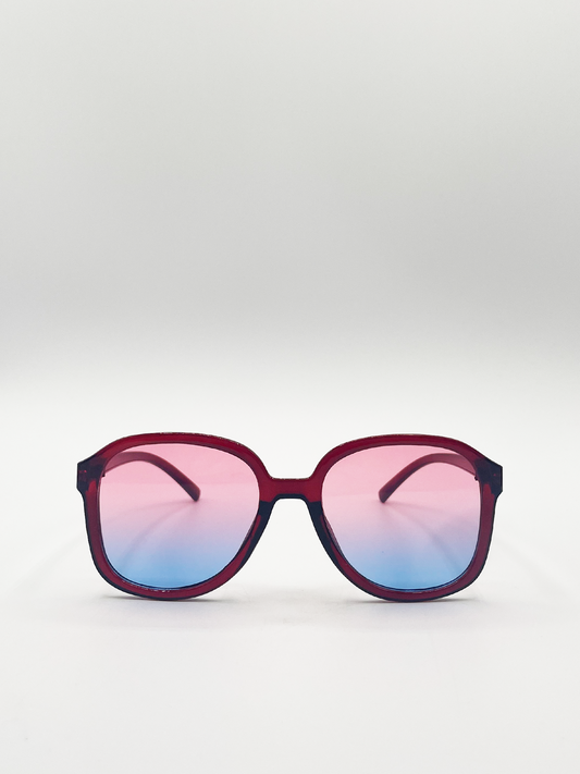 Vintage Style  Oversized Sunglasses with Ombre Lenses in Multi