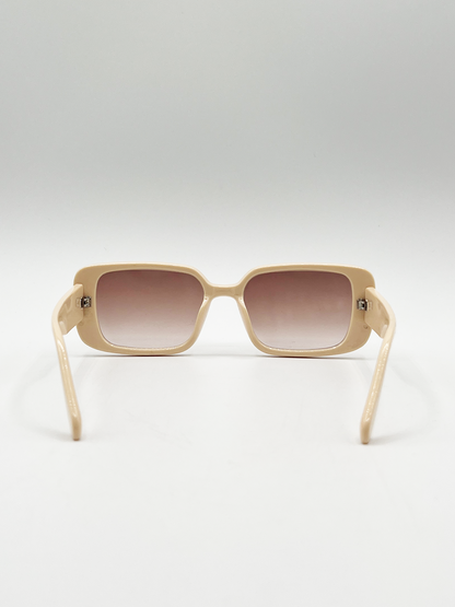 Oversized Rectangle Sunglasses in Beige