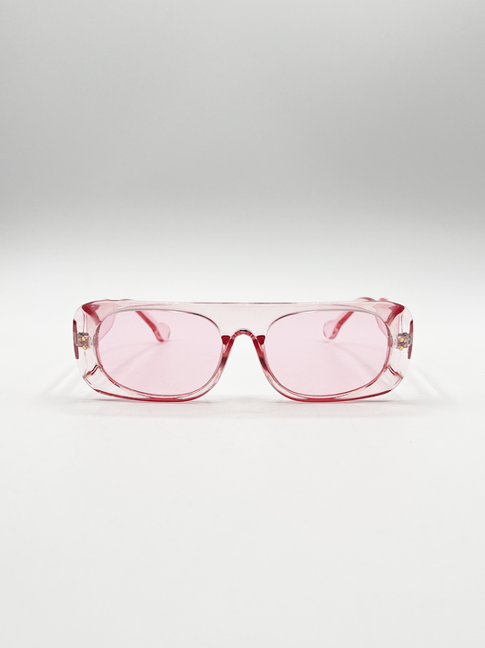 Flat Top Oval Sunglasses in Pale Pink