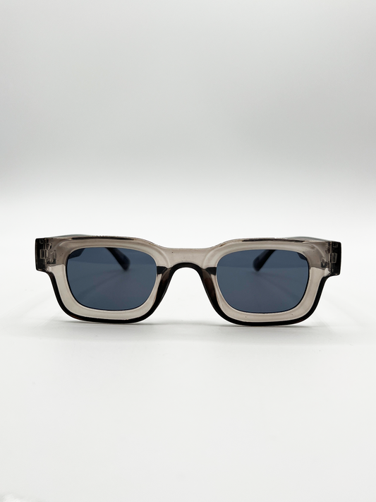 Chunky Square Frame Sunglasses in Clear Black