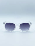 Clear Wayfarer Sunglasses with Graded Grey Lenses