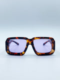 Oversized Square Frame in Brown Tortoiseshell with Purple Lenses