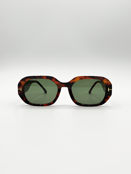 Oval Sunglasses with Wide Arm in Tortoiseshell