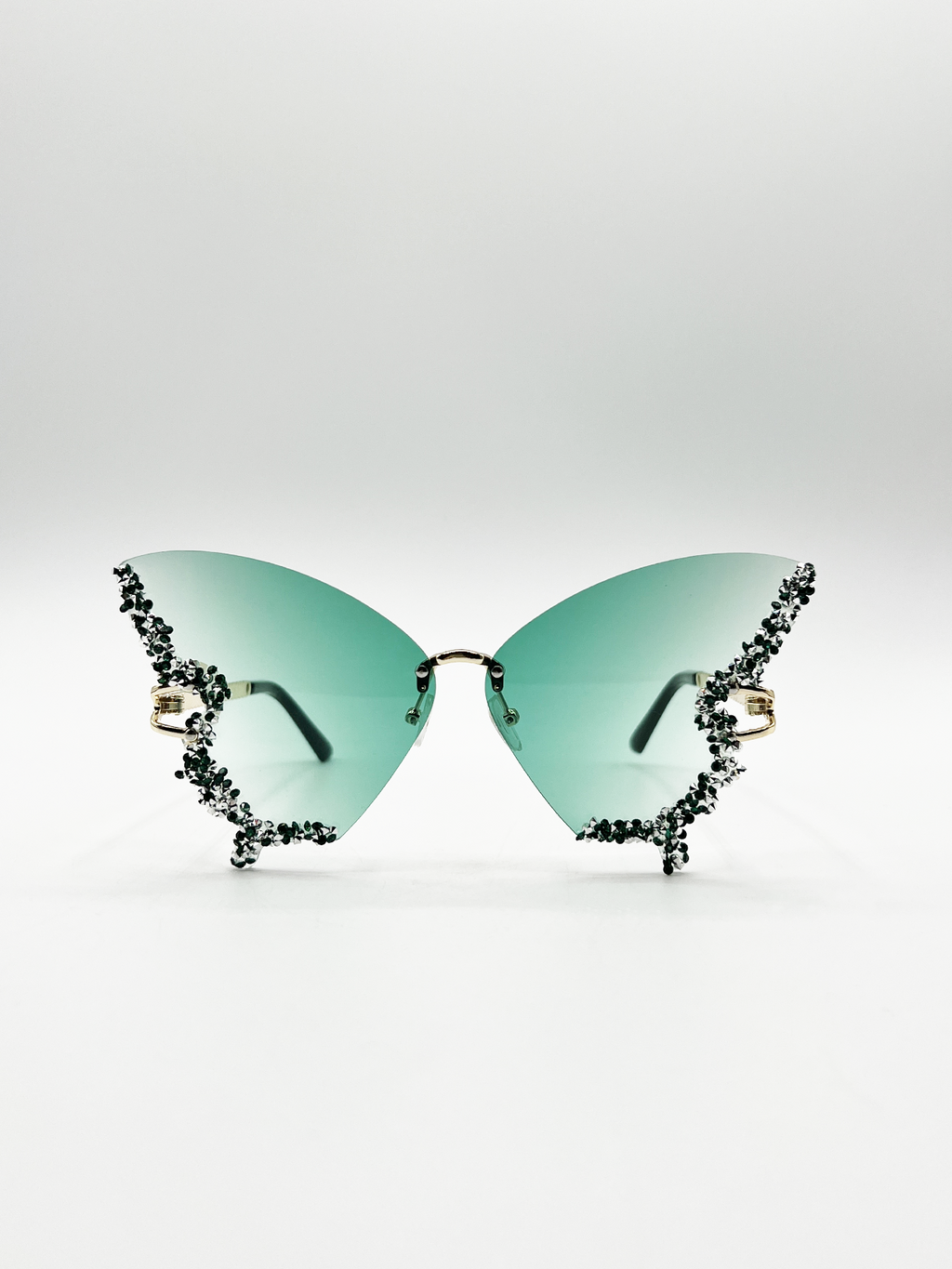 Butterfly Lens with Crystal Detail in Green