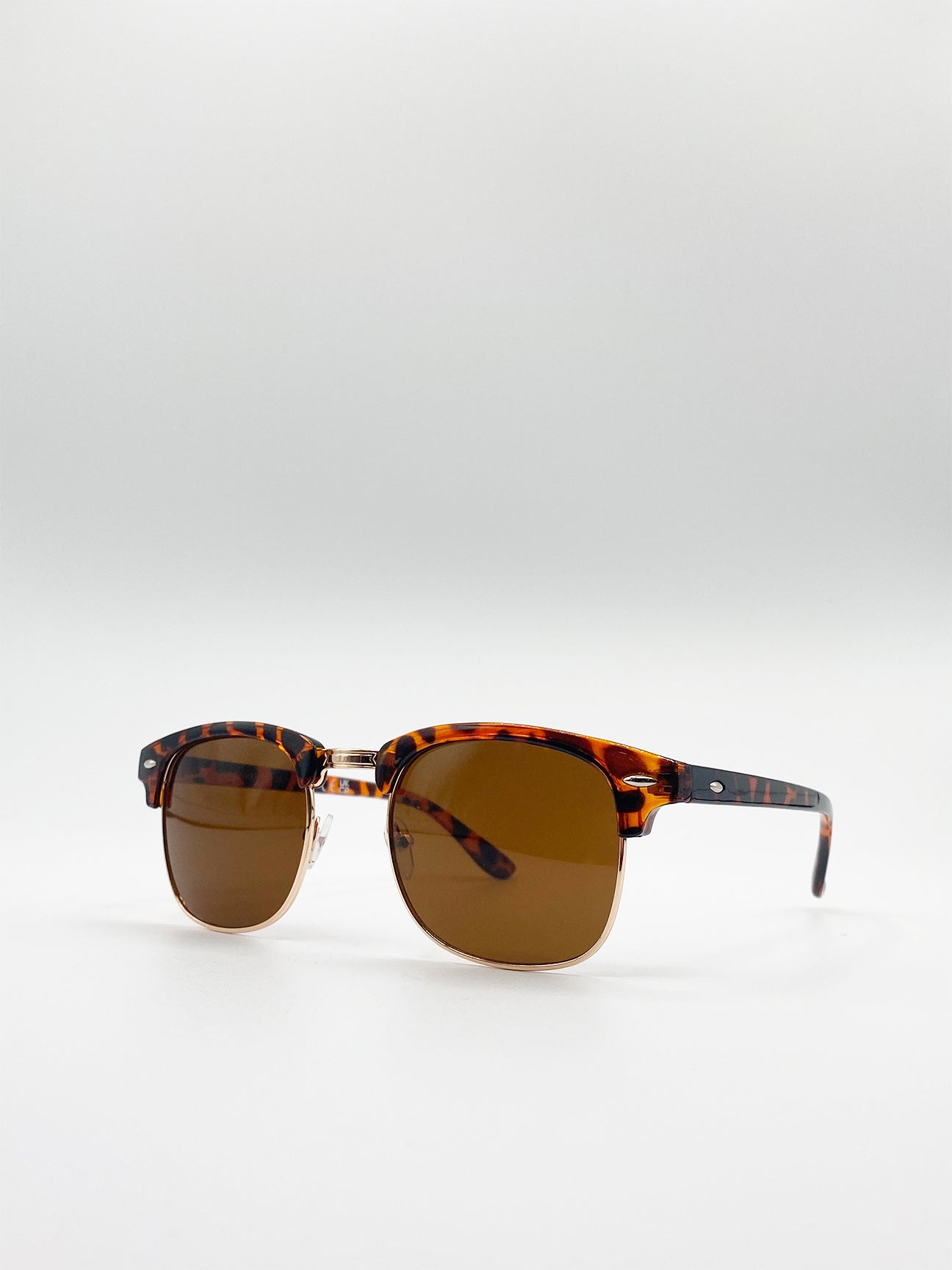 Tortoiseshell Clubmaster Sunglasses with Brown Lenses