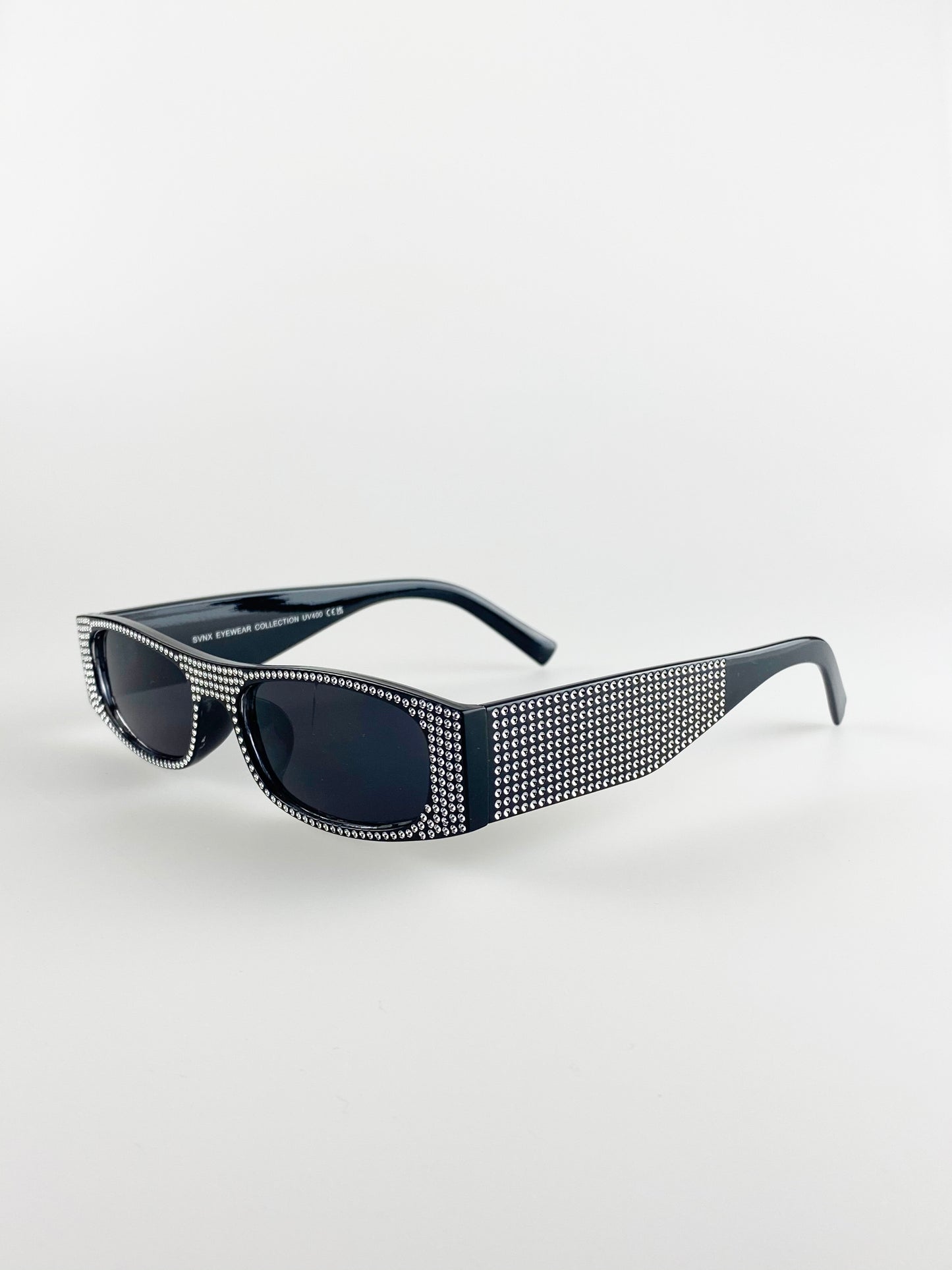 Embellished Rectangle Sunglasses In Black