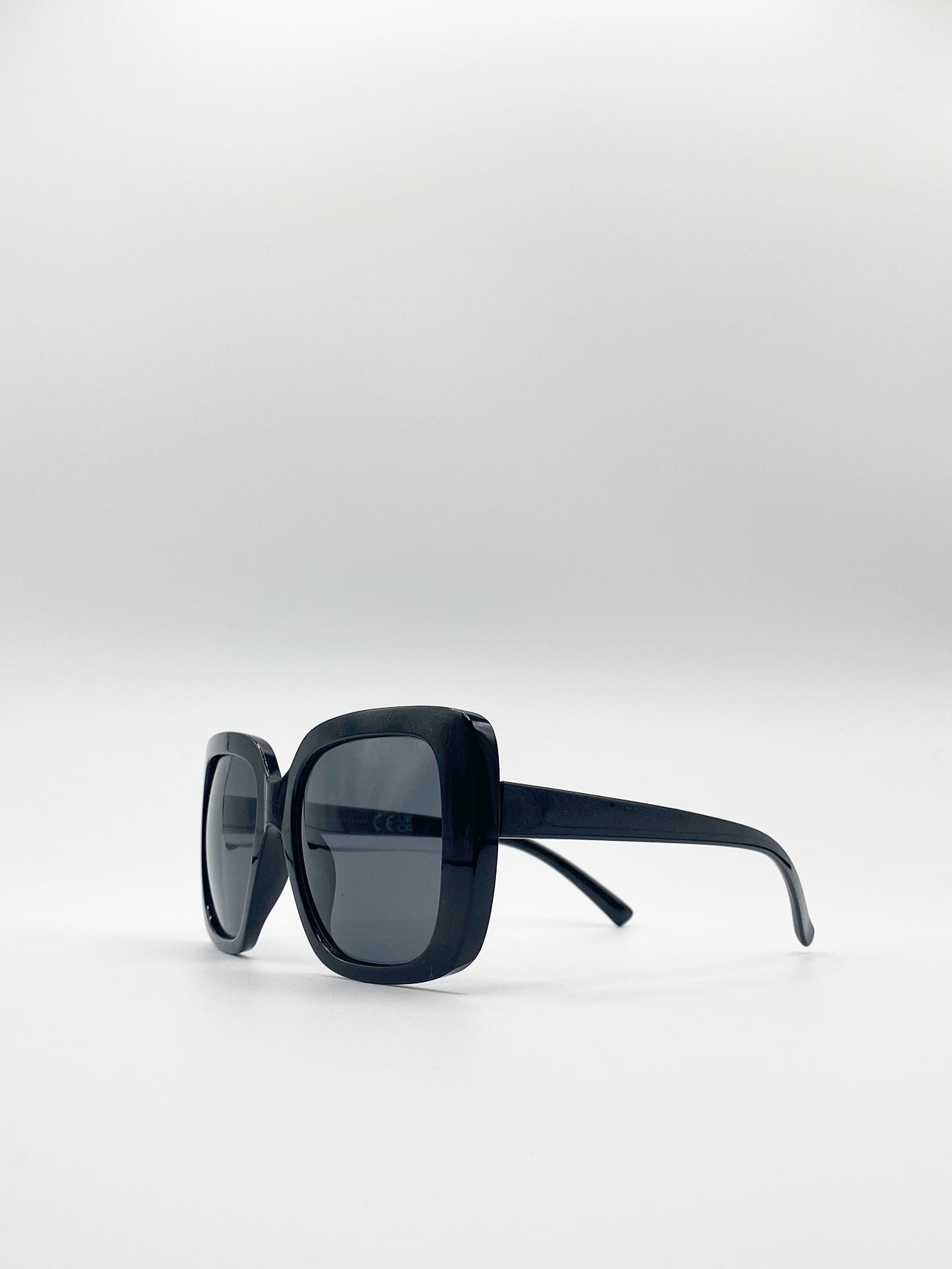 Black Oversized Square Sunglasses with Smoke Mono Lenses