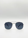 Silver Aviator Sunglasses with Black Lenses