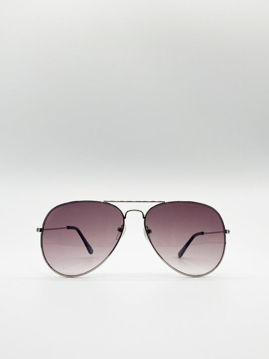 Classic Aviator Sunglasses In Silver