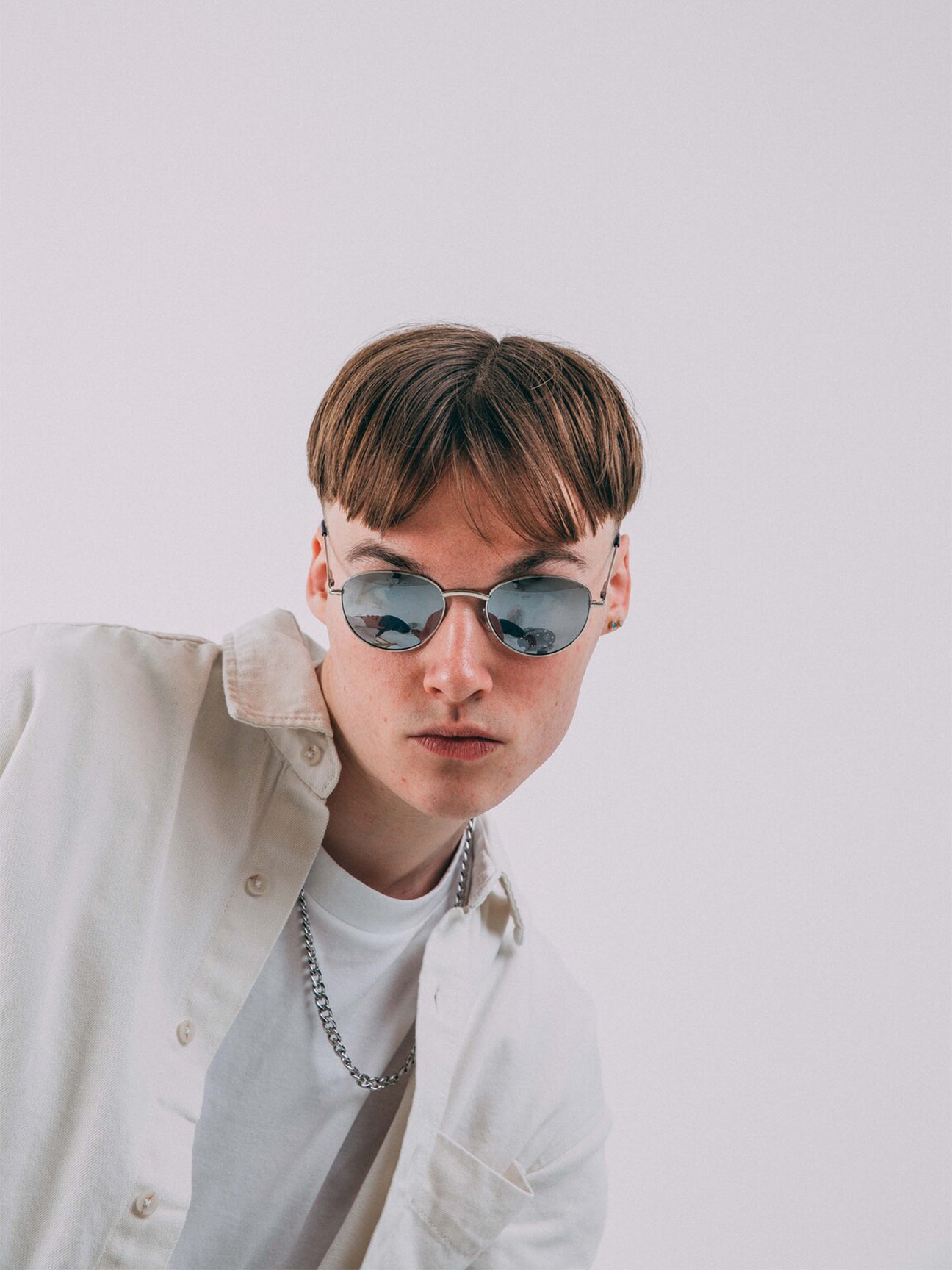 Classic Round Sunglasses In Silver Mirror